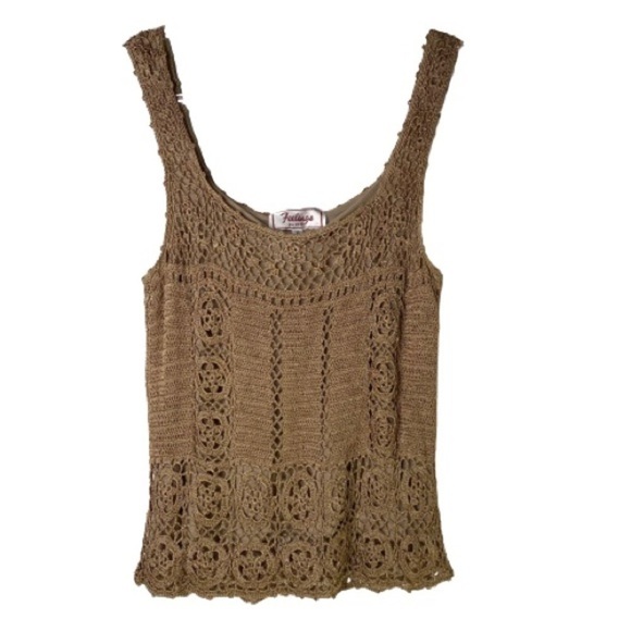 Gorgeous Muted Gold crochet top - Picture 1 of 10